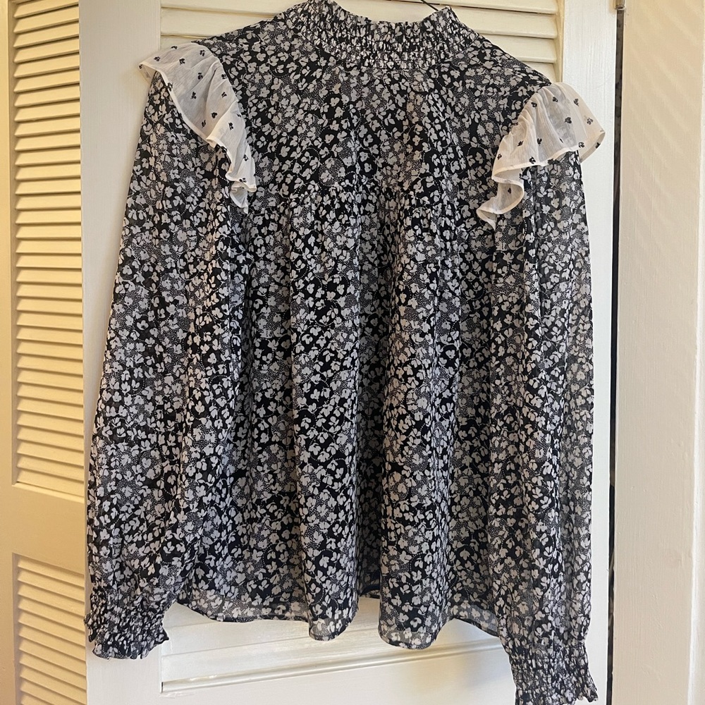Ann Taylor Patterned High Neck Blouse